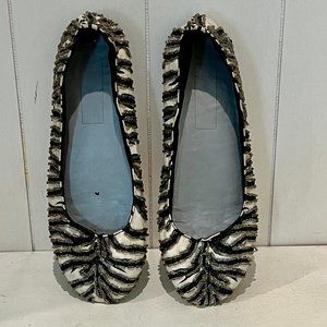 Women's Coastal Projection Sparkly Zebra Stripe Slip -on Flat Shoes